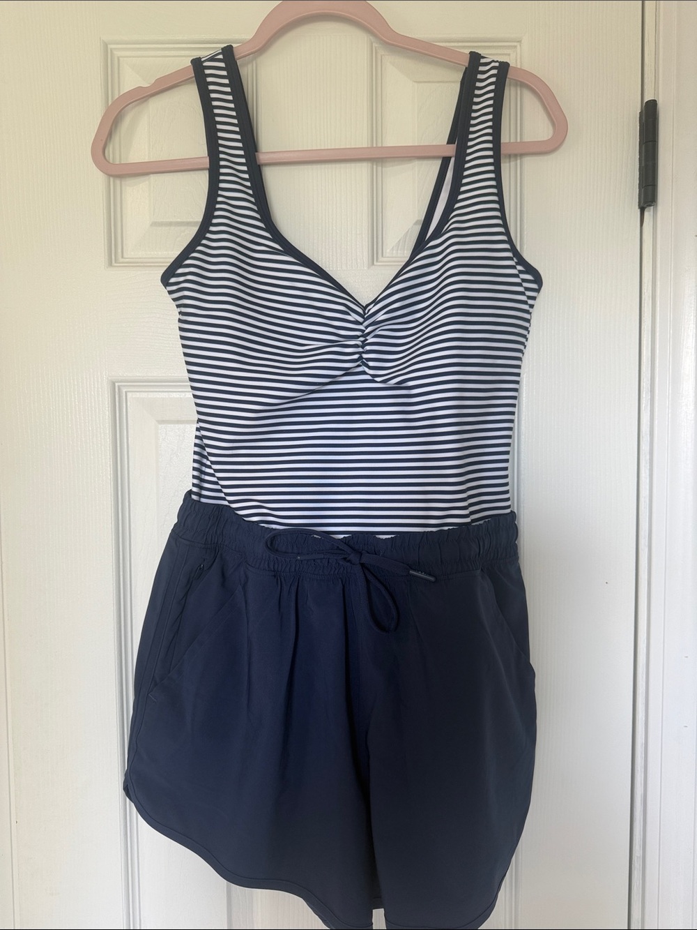 Striped Navy & White Sleeveless Romper